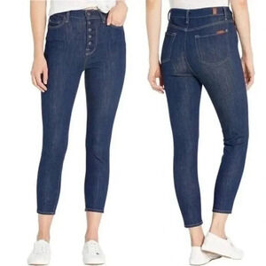 7 For All Mankind Aubrey Super High Rise Button Fly Skinny Jeans 28